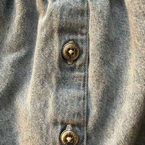 2/$30 Baby Gap Embroidered Faded Jean Dress Buttons Sun Boat Fish XL 18-24M - Picture 9 of 9